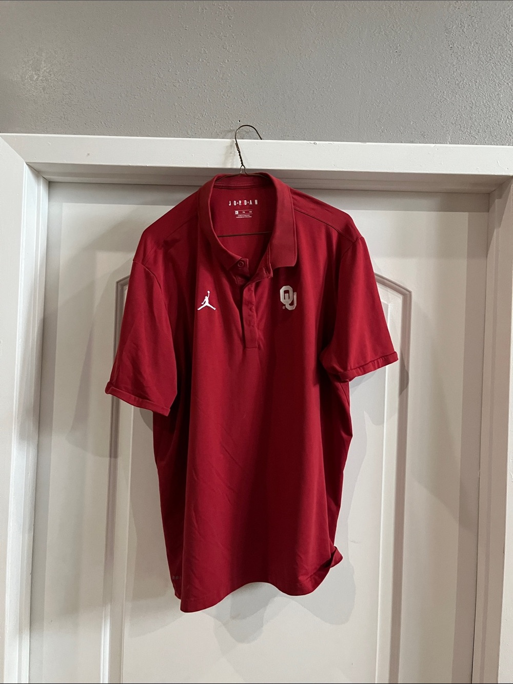 Jordan Men's Crimson Athletic Polo with OU Logo